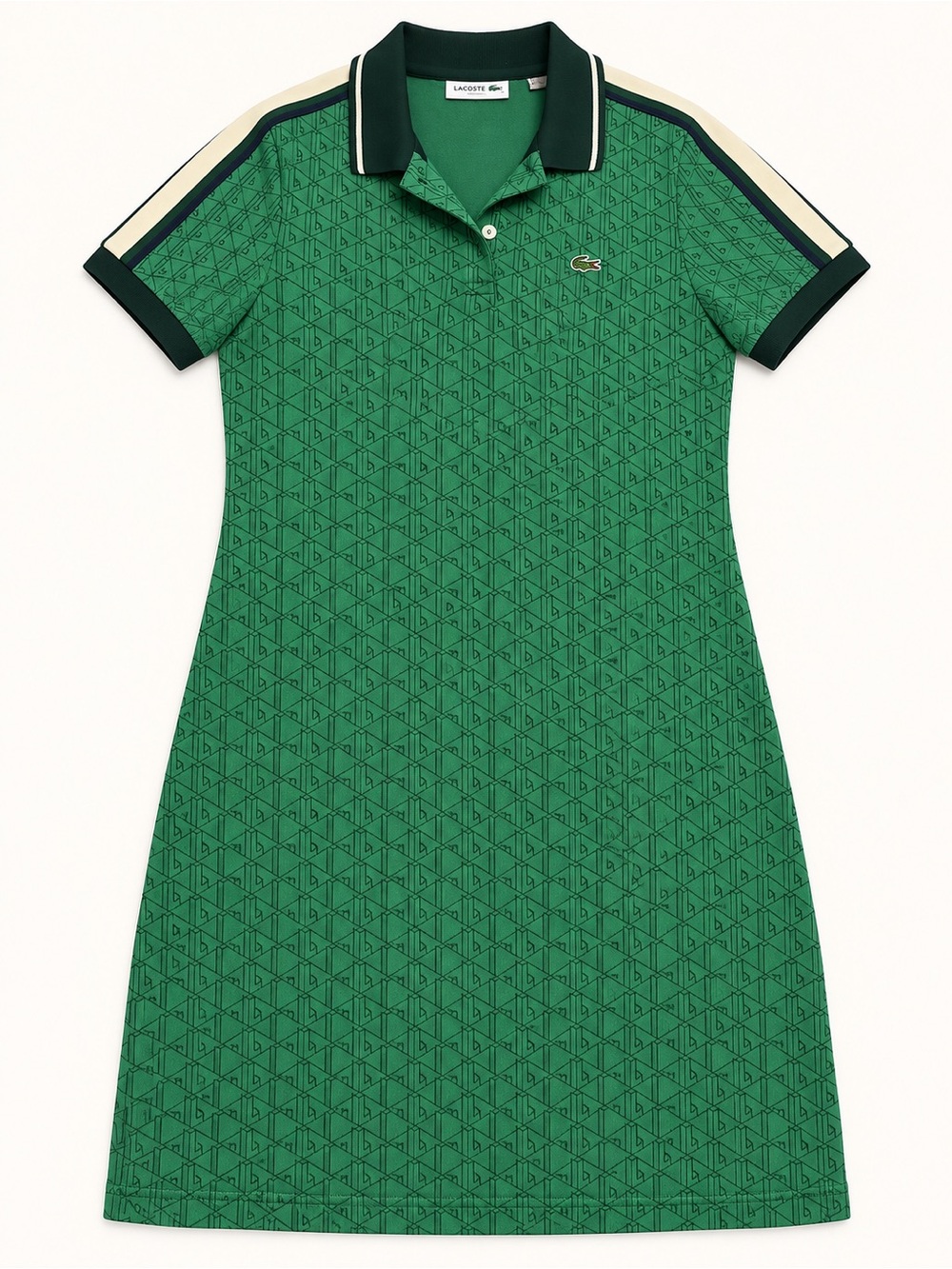 Lacoste Emerald Green Polo Dress with Contrast Trim